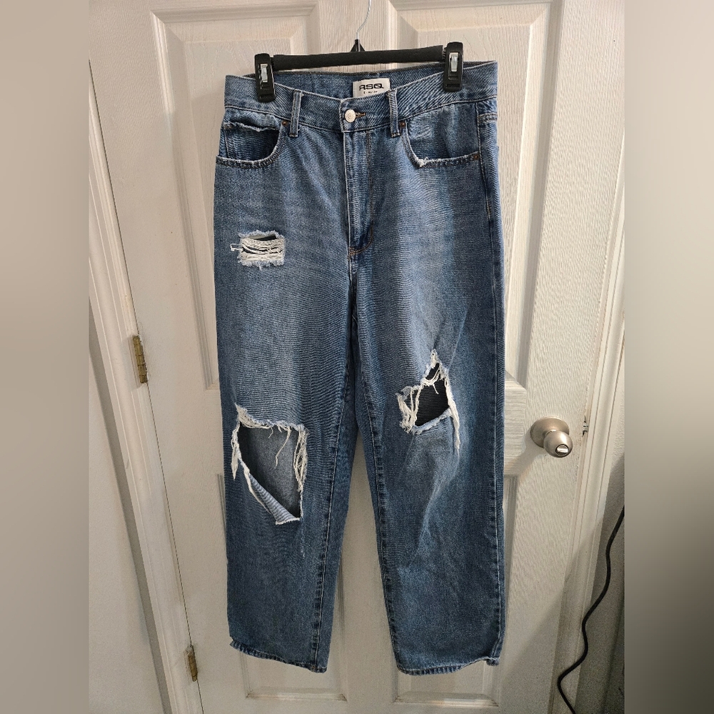 RSQ Women's Size 29  Baggy Leg Distressed Blue Wash Cotton Denim Jean